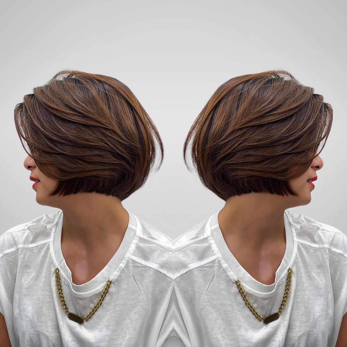 Stacked Jaw-Length Bob with Back-Swept Layers