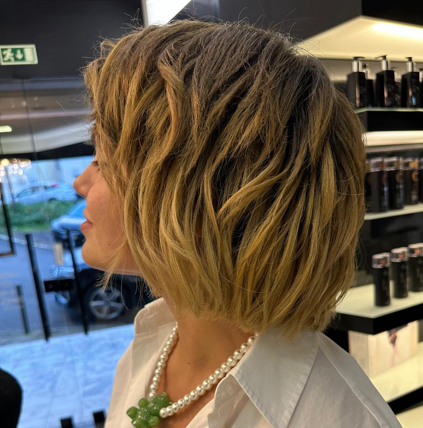 Messy Piece-y Layered Bob for Thick Hair